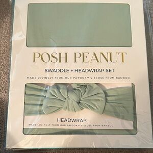 Posh Peanut Mint Swaddle and Headwrap Set